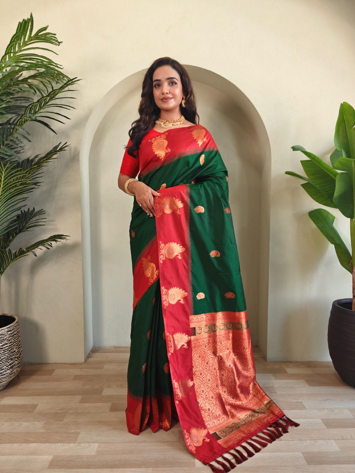 Premium Dual-Tone Silk Saree With Vibrant Contrast Pallu