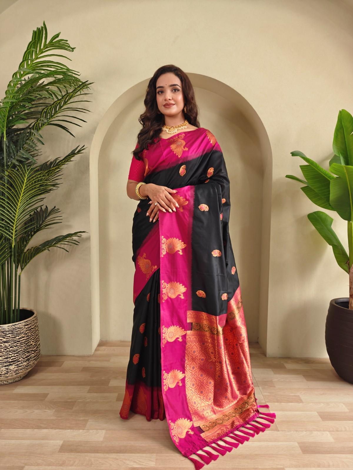 Premium Dual-Tone Silk Saree With Vibrant Contrast Pallu