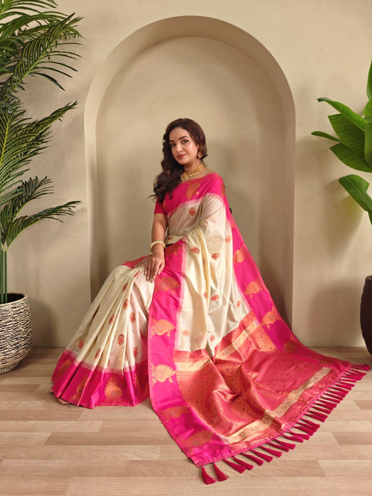 Premium Dual-Tone Silk Saree With Vibrant Contrast Pallu