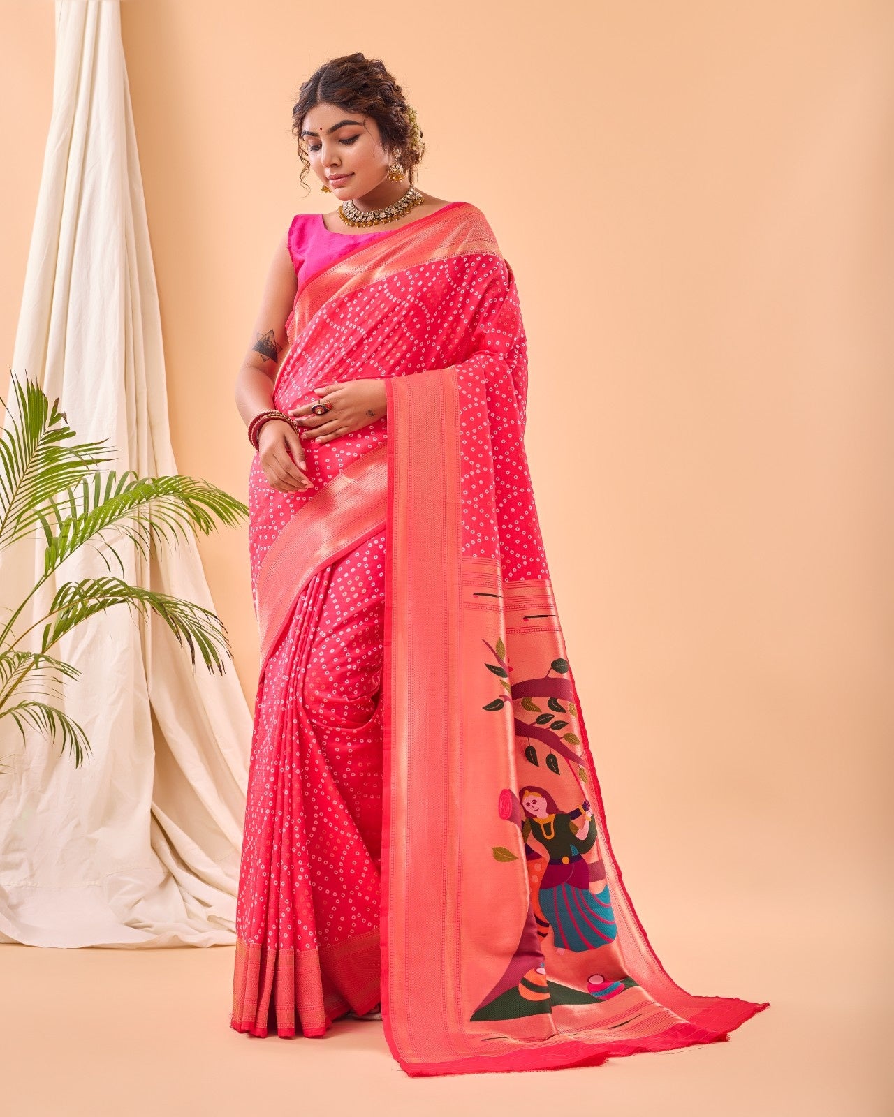 Pure Bandhani Weaving Saree