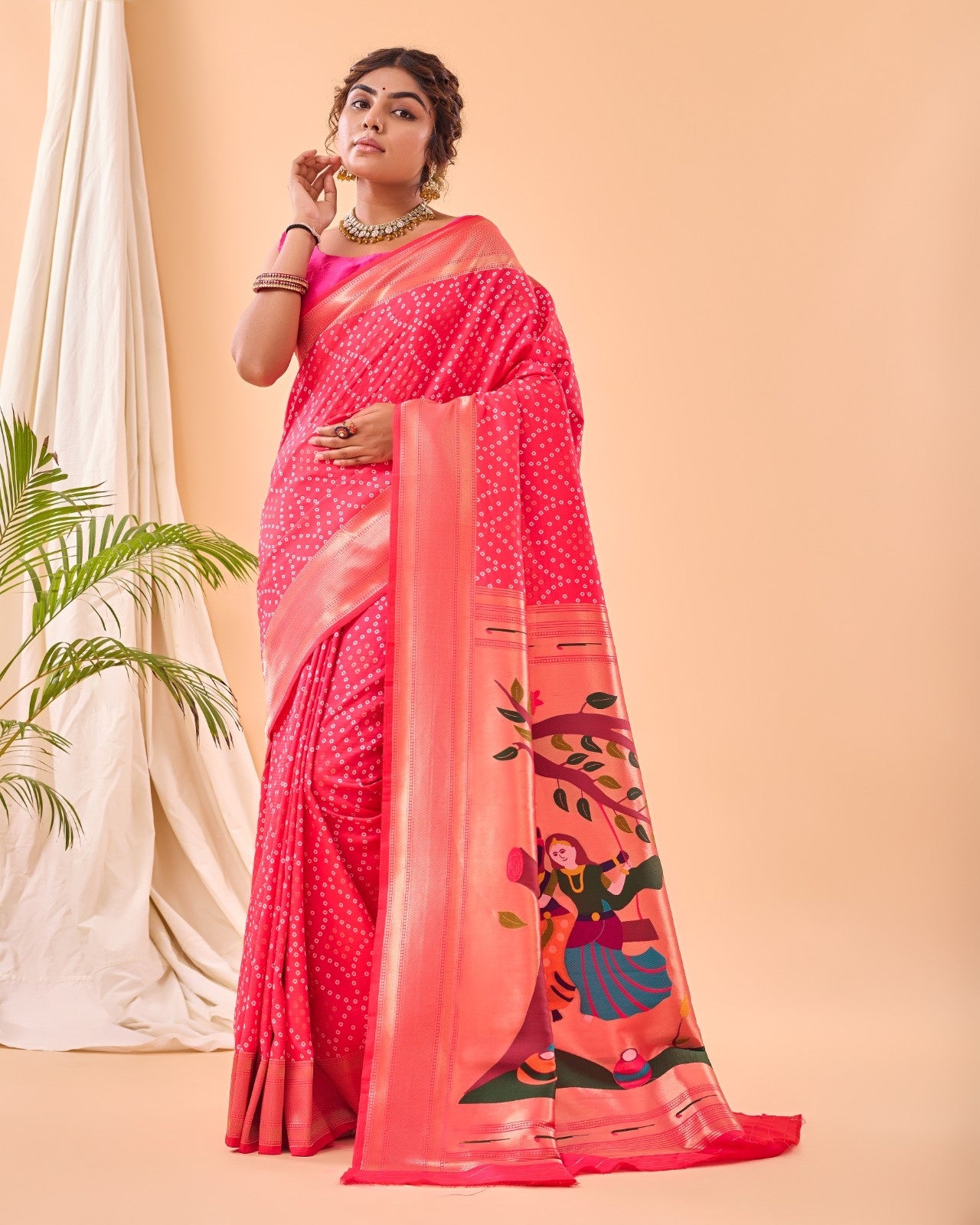 Pure Bandhani Weaving Saree