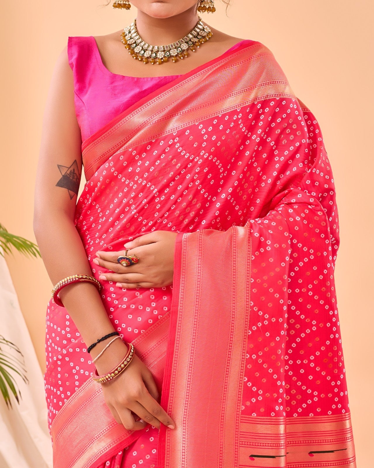 Pure Bandhani Weaving Saree