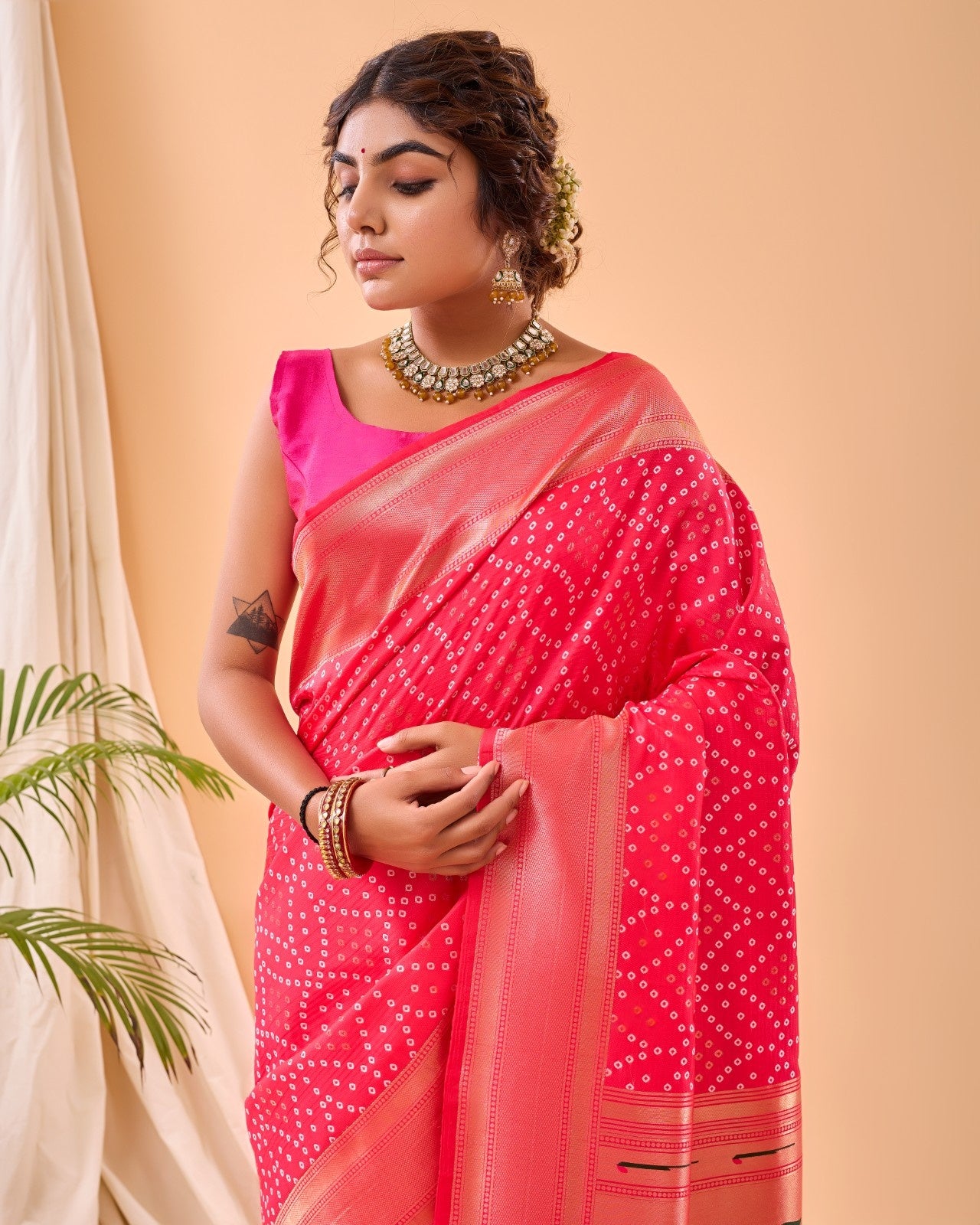 Pure Bandhani Weaving Saree
