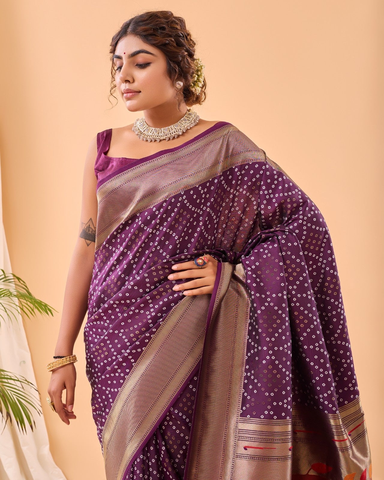 Pure Bandhani Weaving Saree