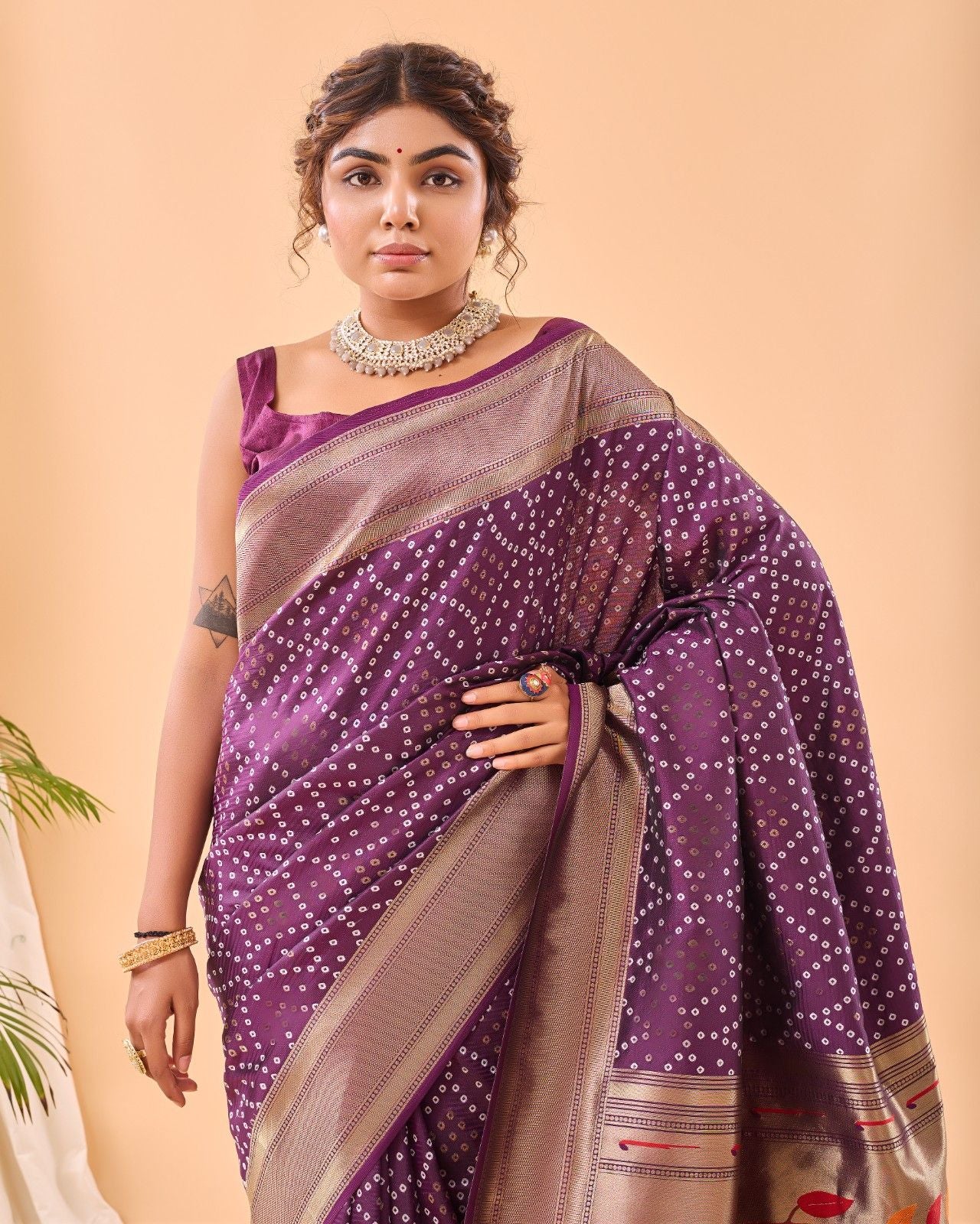 Pure Bandhani Weaving Saree