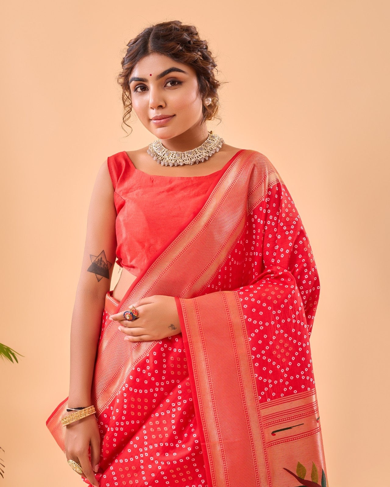 Pure Bandhani Weaving Saree