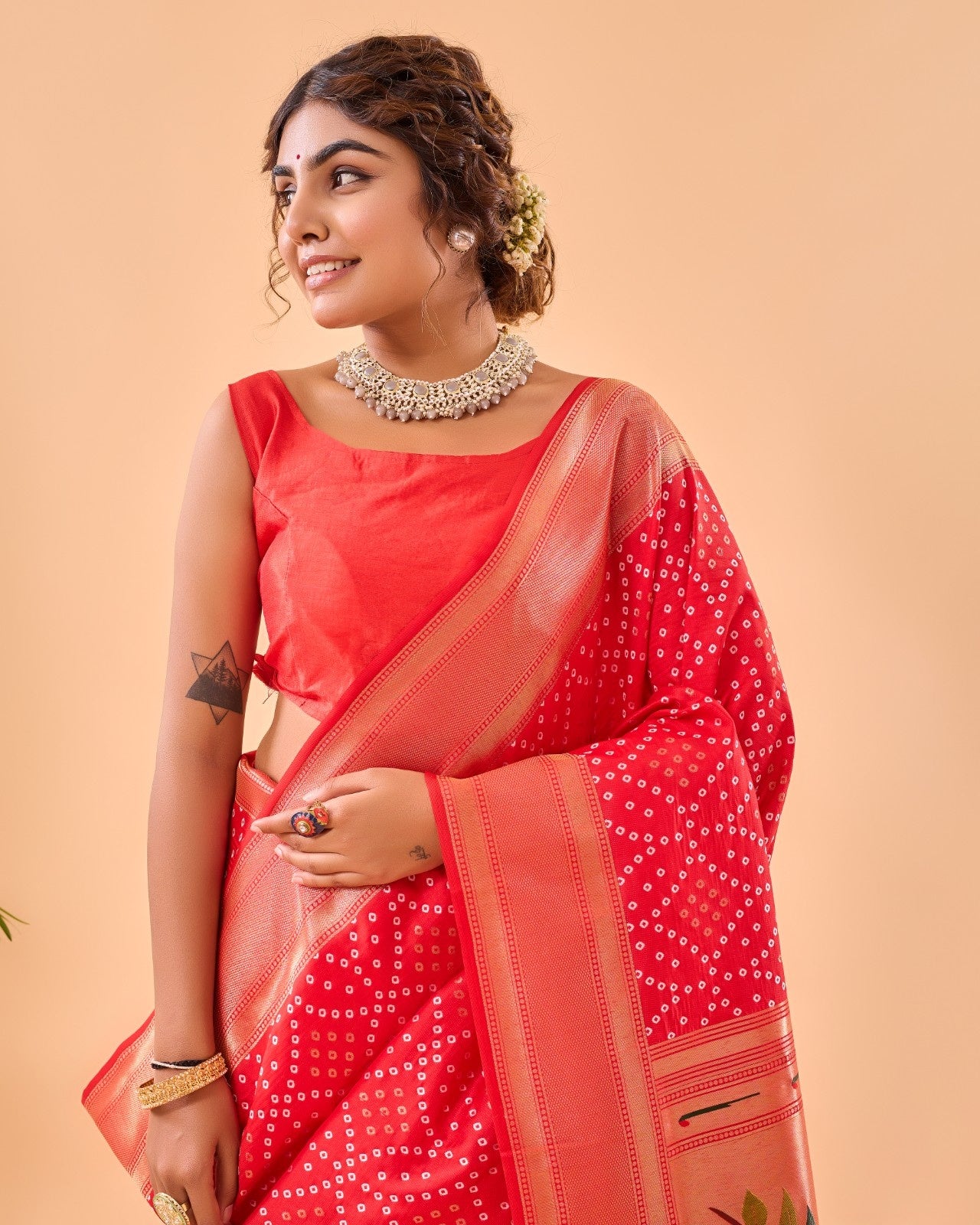 Pure Bandhani Weaving Saree