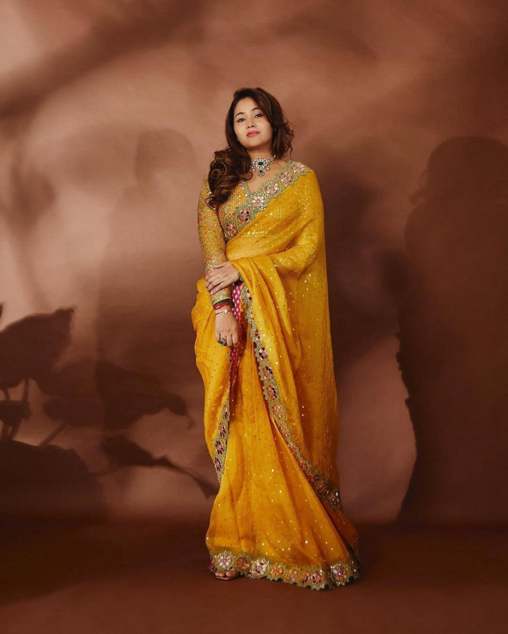 Premium Georgette Saree With 3D Embroidered Floral Border