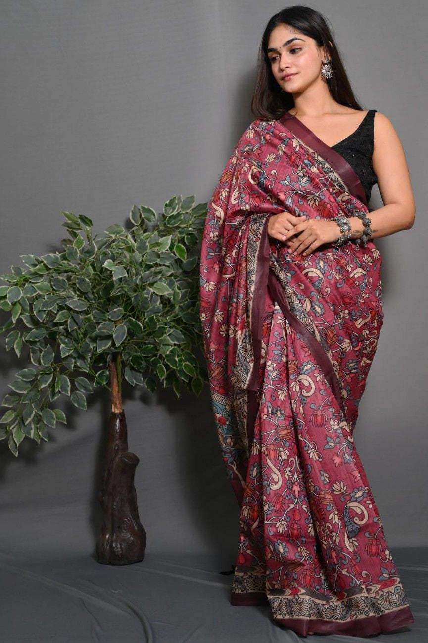 Soft Lichi Silk saree with awesome Digital print