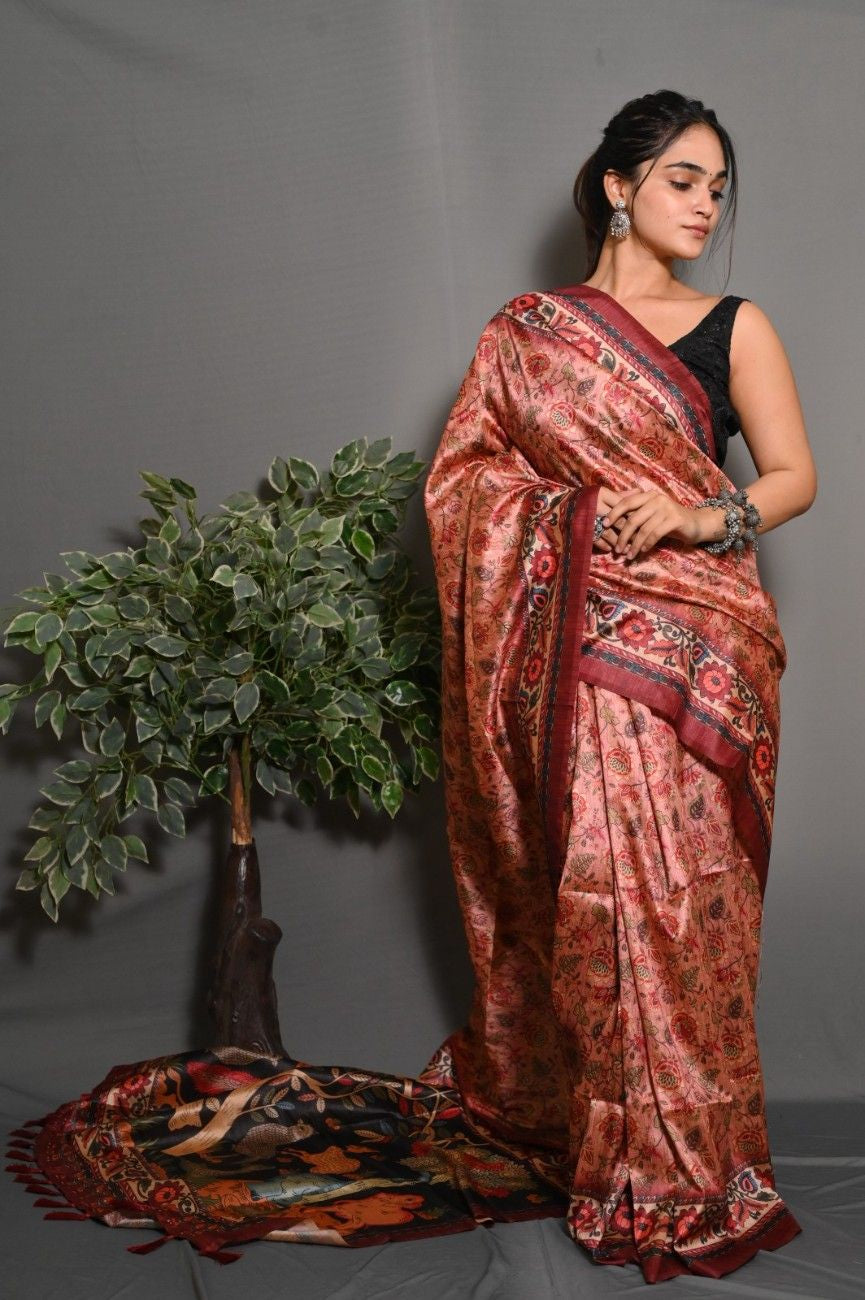 Soft Lichi Silk saree with awesome Digital print