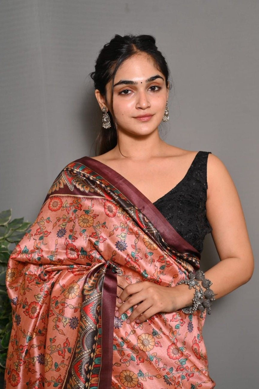 Soft Lichi Silk saree with awesome Digital print
