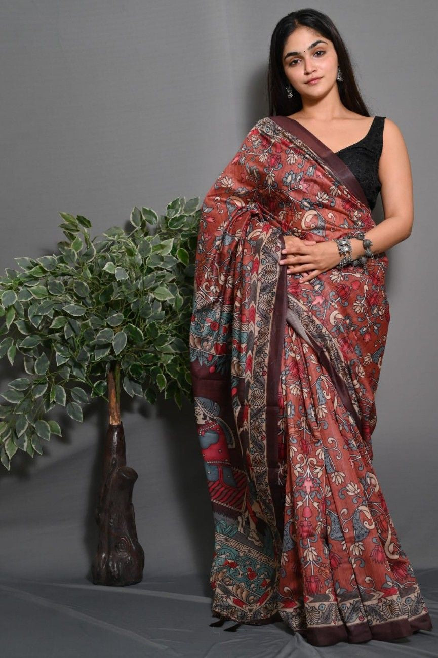 Soft Lichi Silk saree with awesome Digital print
