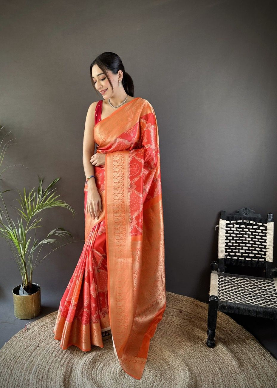 Soft Lichi Silk Saree With Digital Print
