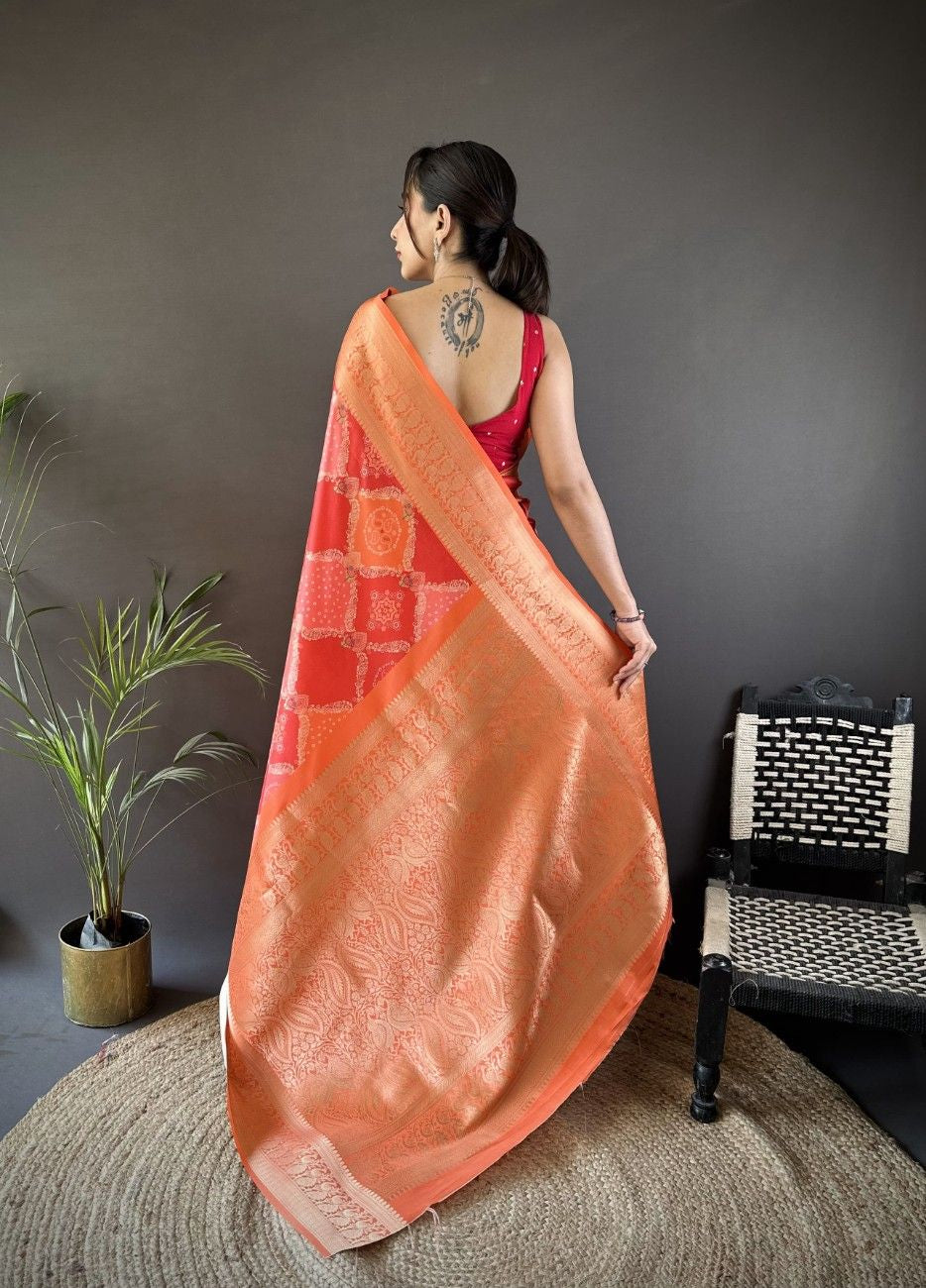 Soft Lichi Silk Saree With Digital Print