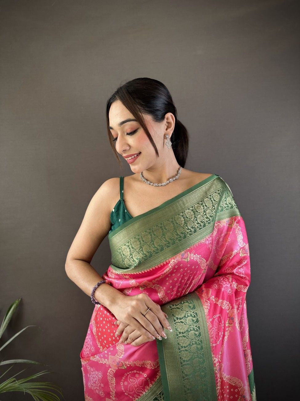 Soft Lichi Silk Saree With Digital Print