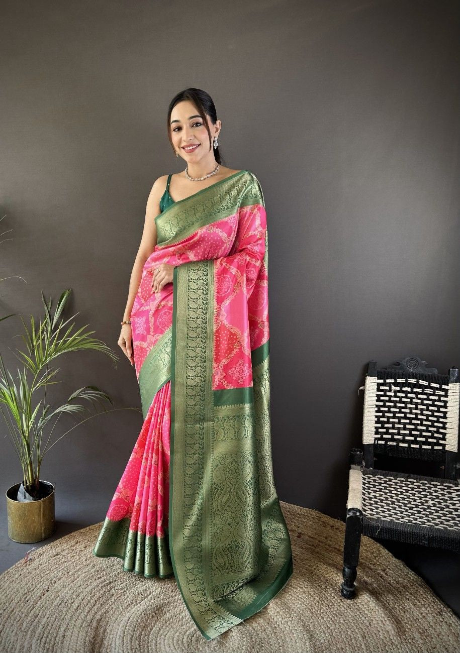 Soft Lichi Silk Saree With Digital Print