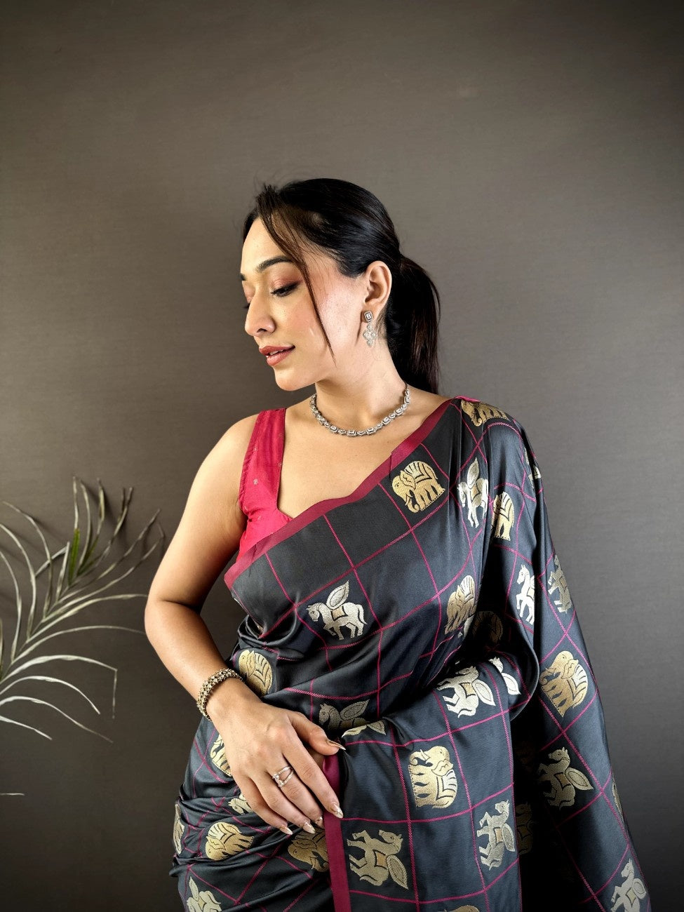 Soft Silk Saree with Gold & Silver Zari Weaving
