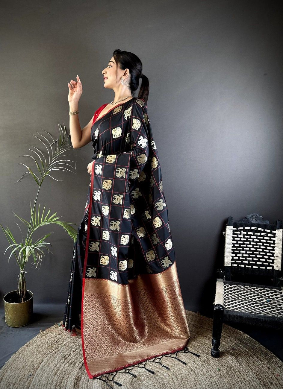 Soft Silk Saree with Gold & Silver Zari Weaving