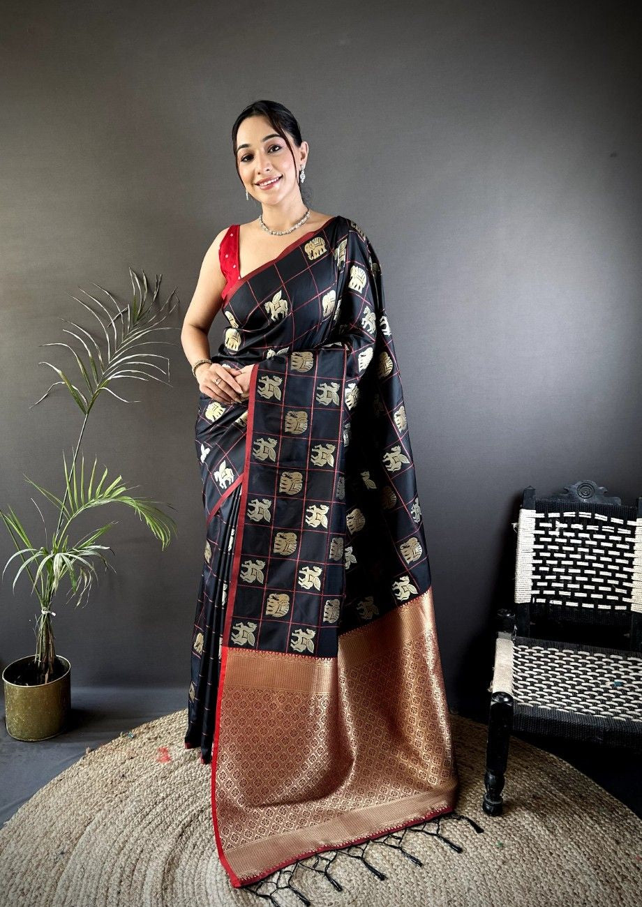 Soft Silk Saree with Gold & Silver Zari Weaving