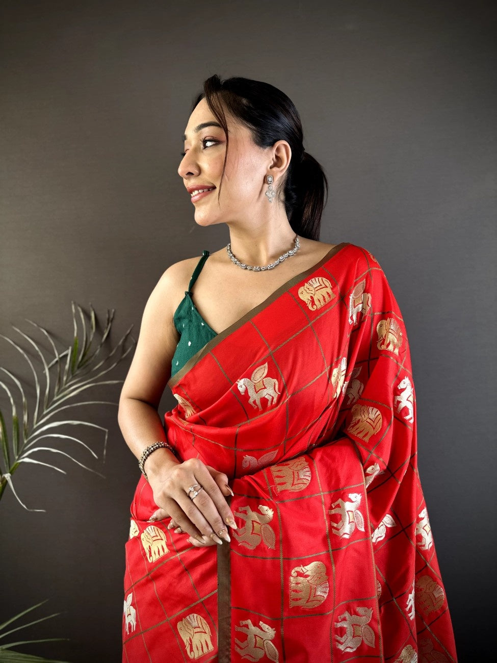 Soft Silk Saree with Gold & Silver Zari Weaving