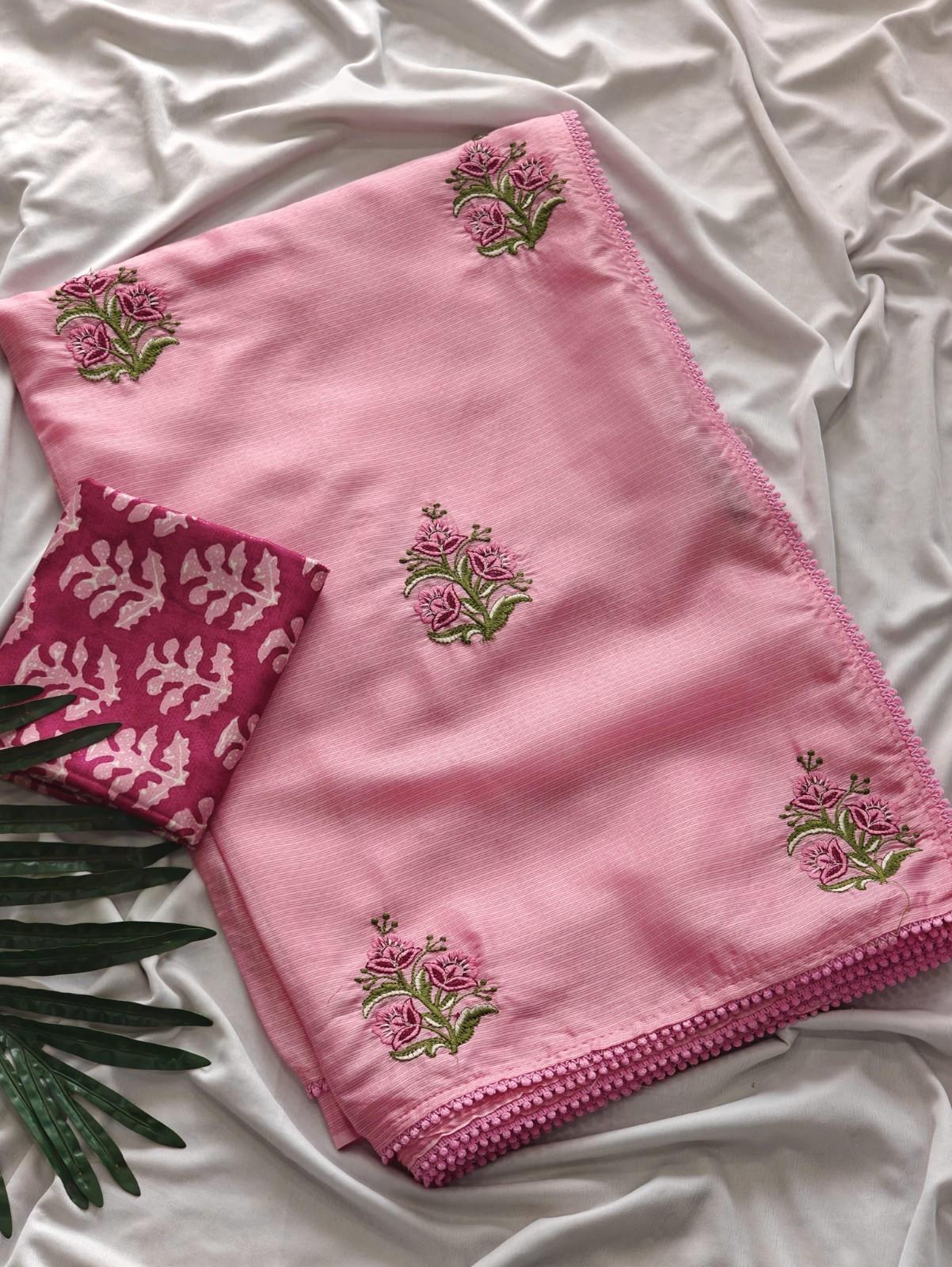 Premium Kota Doriya Saree with  self-weaving chex pattern