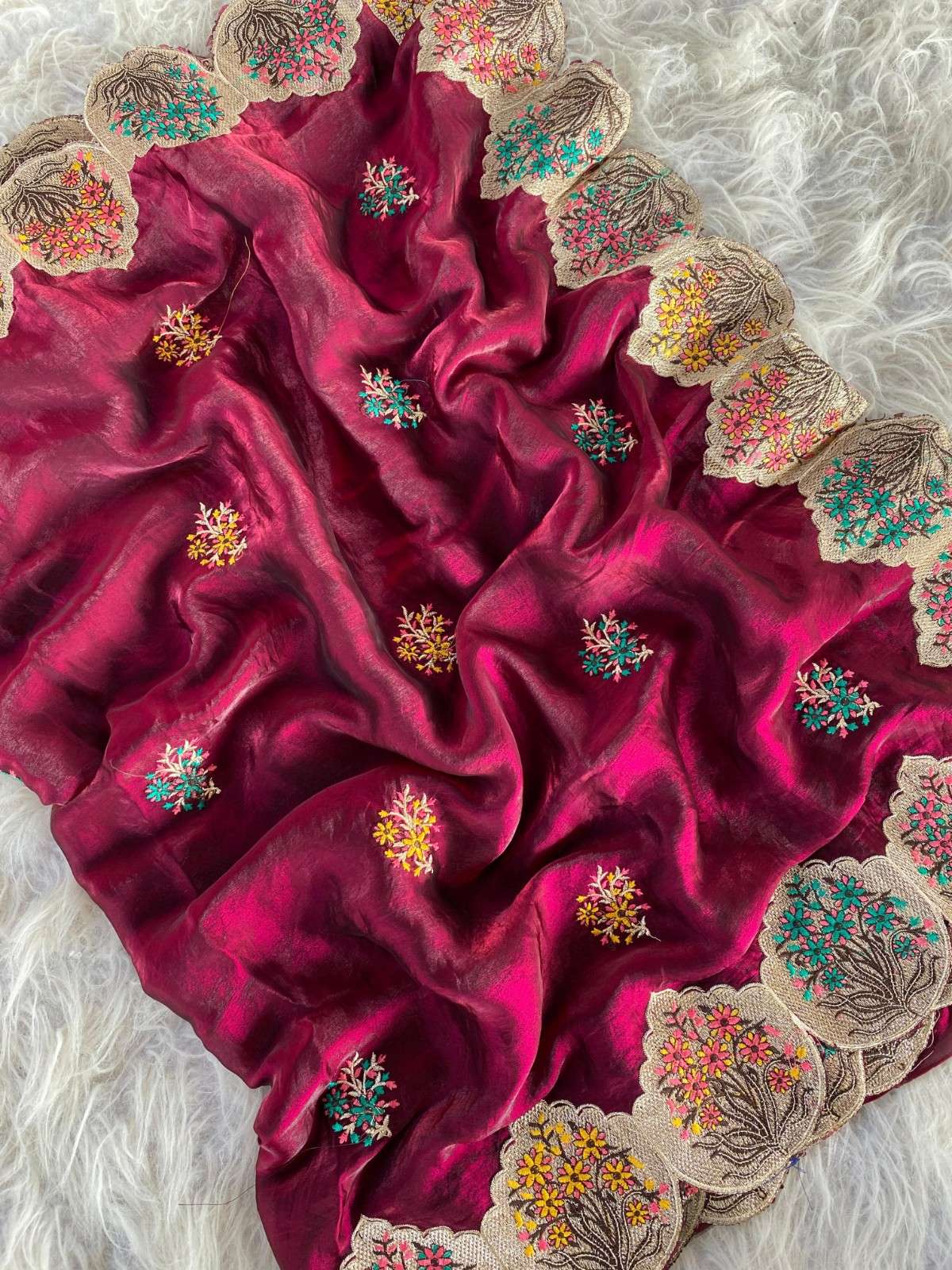Luxurious Space Silk Saree With Premium Embroidery