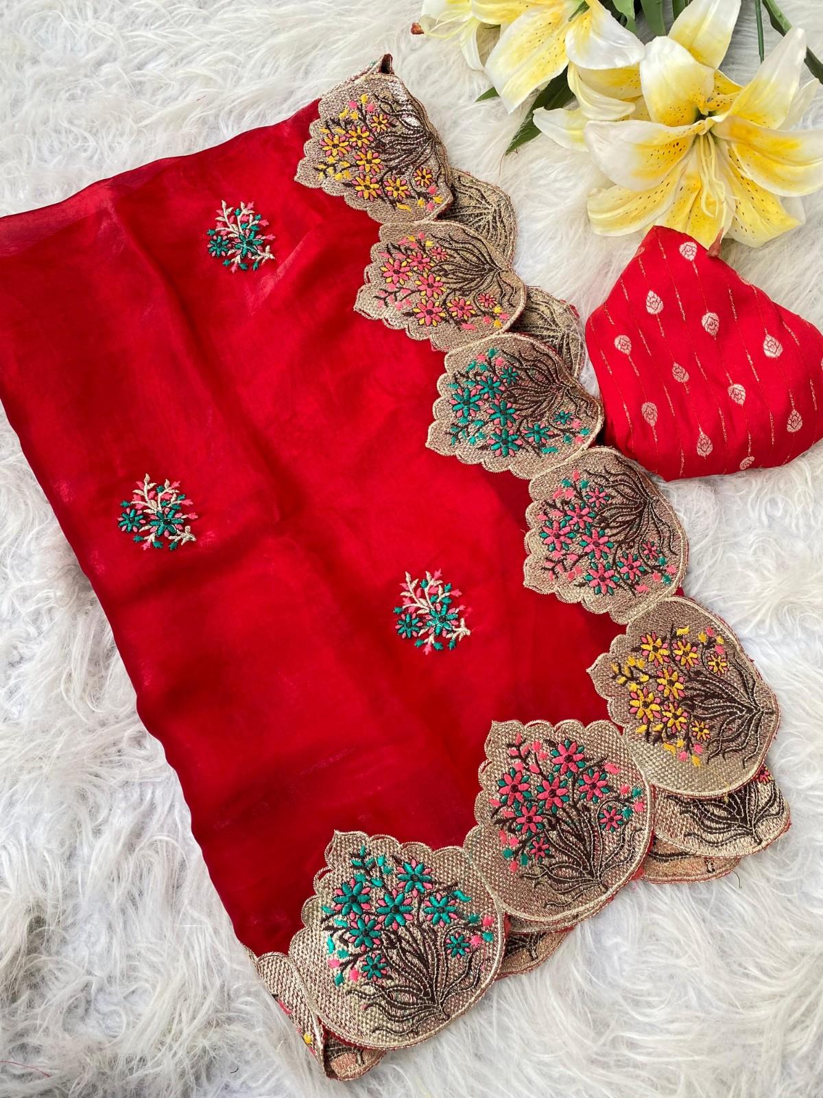 Luxurious Space Silk Saree With Premium Embroidery