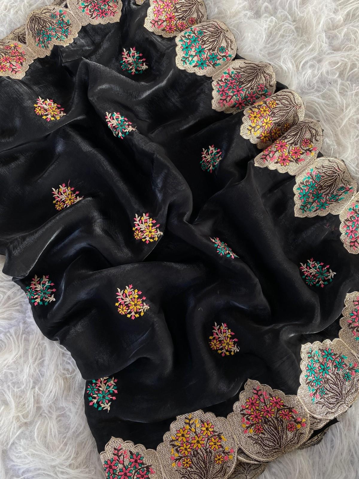 Luxurious Space Silk Saree With Premium Embroidery