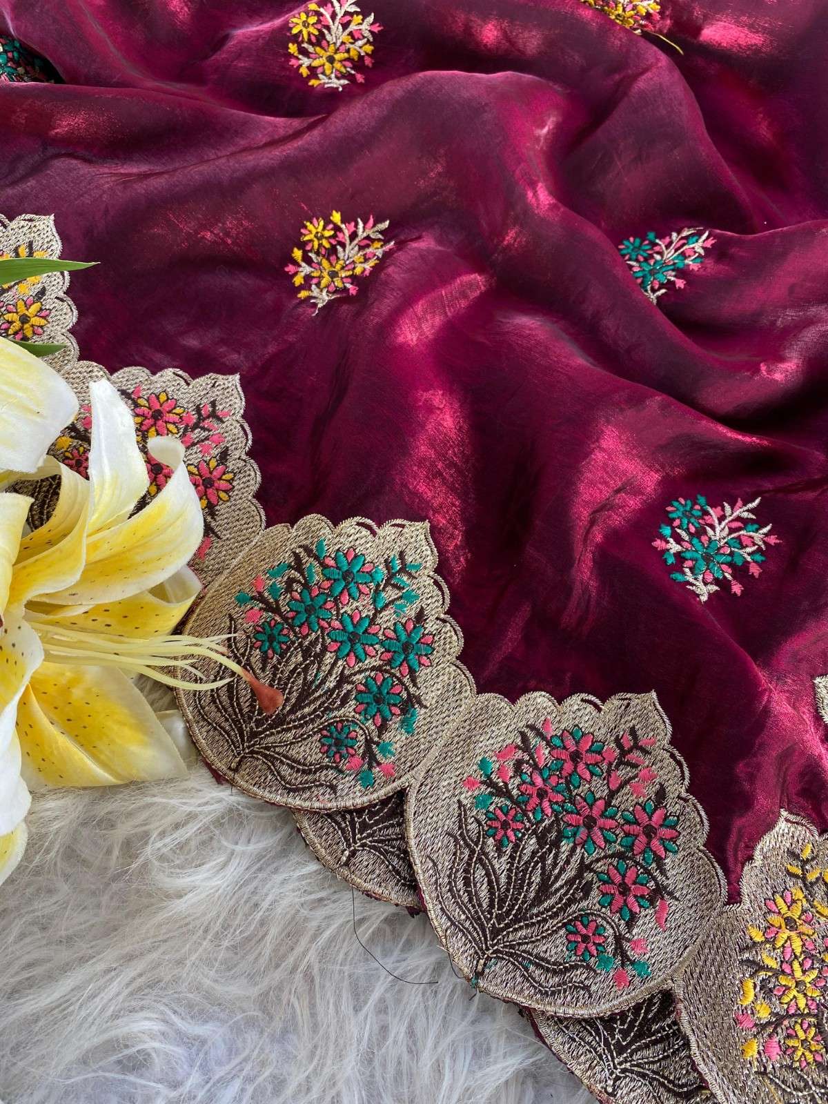 Luxurious Space Silk Saree With Premium Embroidery