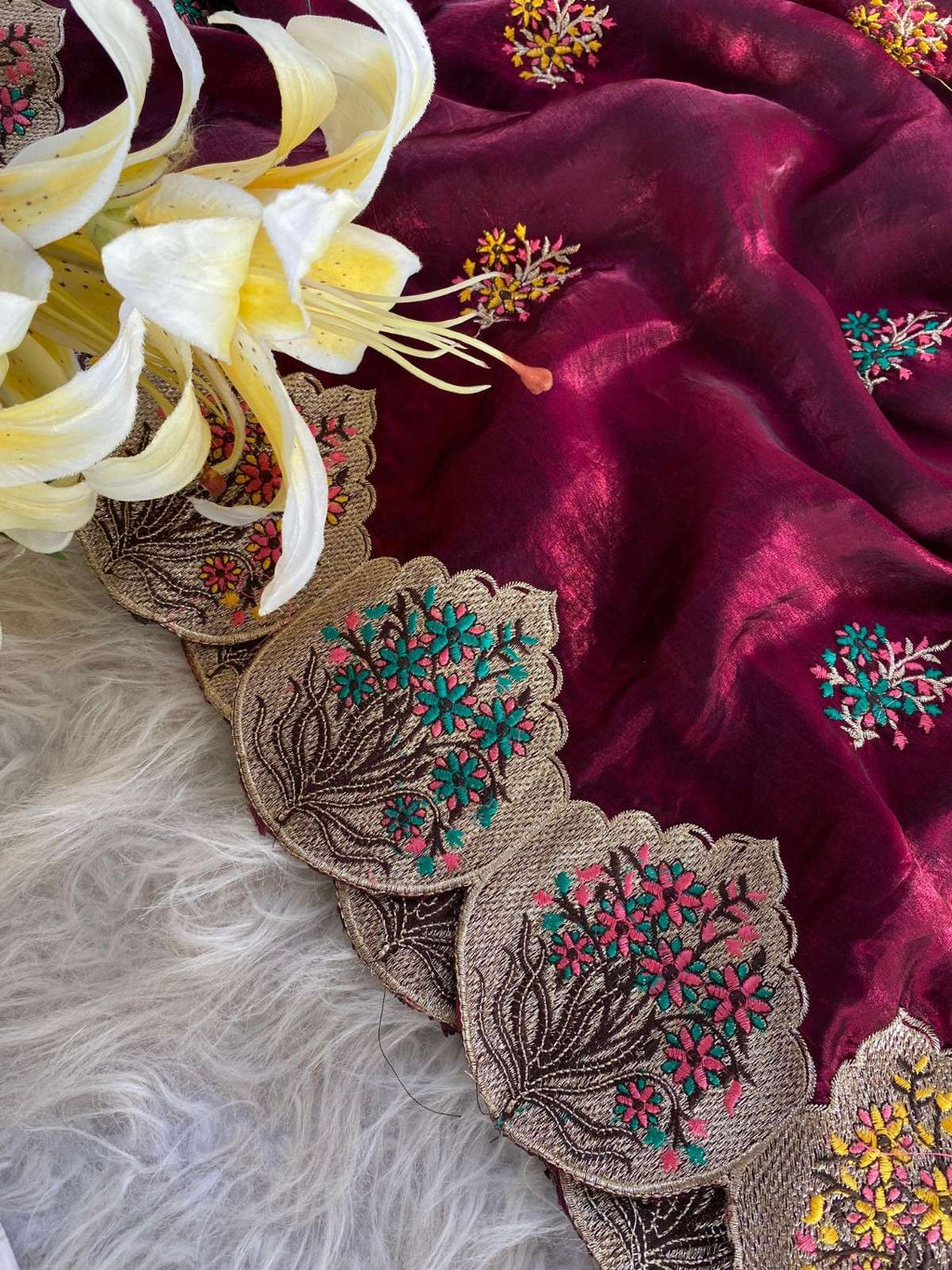 Luxurious Space Silk Saree With Premium Embroidery
