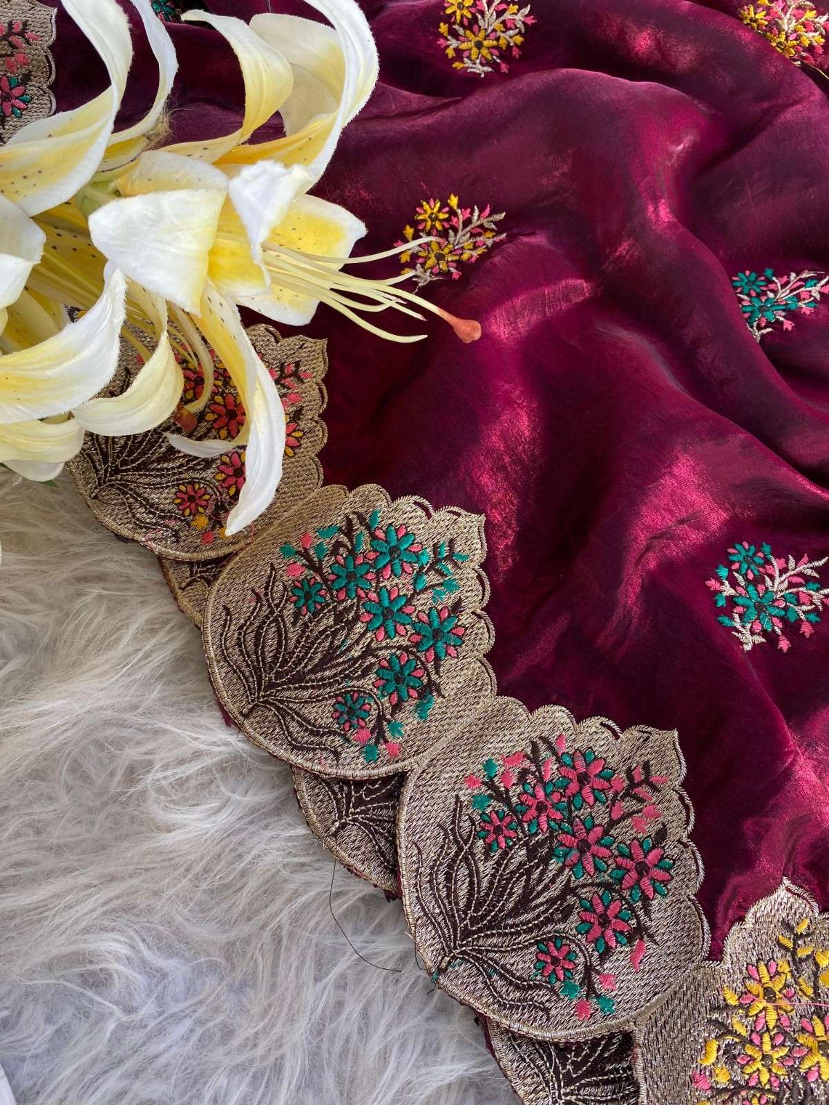 Luxurious Space Silk Saree With Premium Embroidery