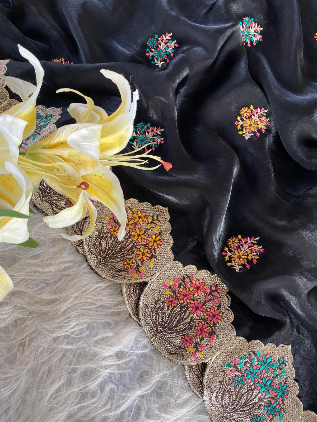 Luxurious Space Silk Saree With Premium Embroidery