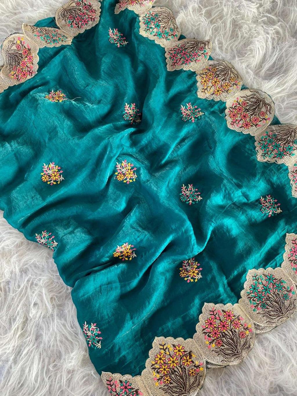 Luxurious Space Silk Saree With Premium Embroidery