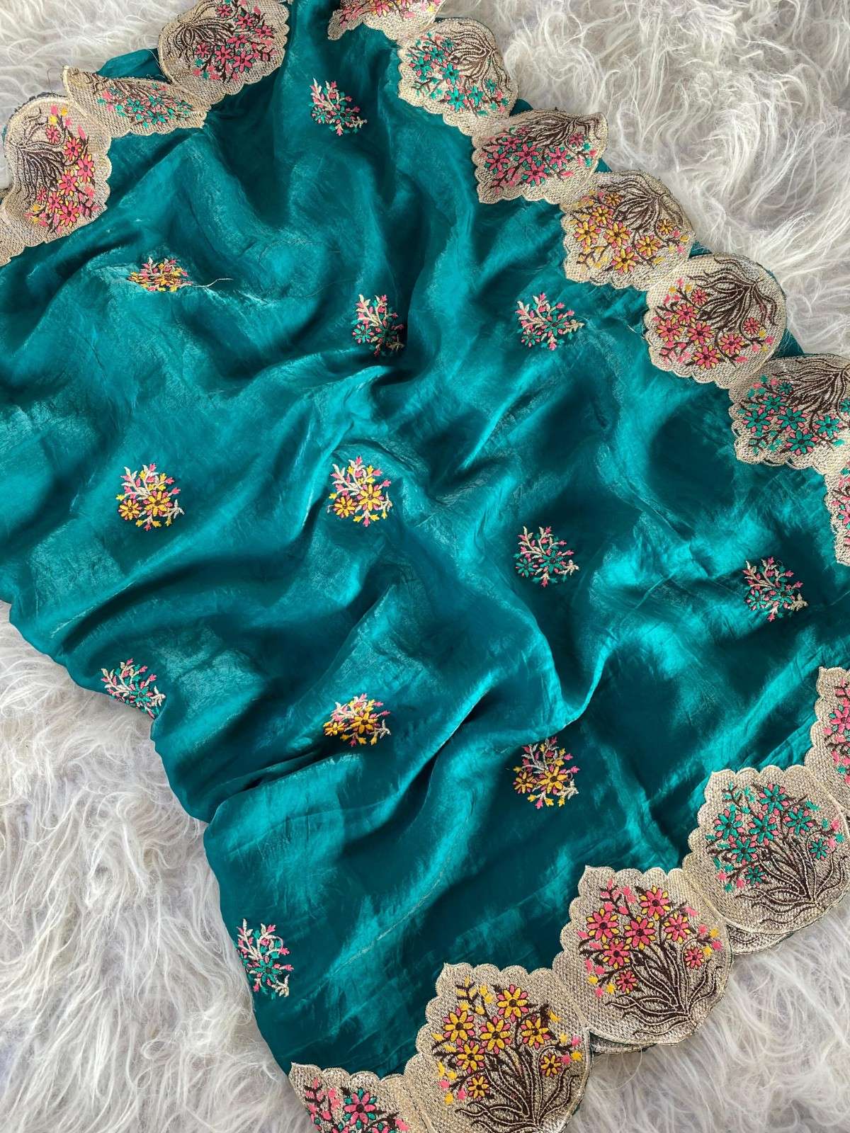 Luxurious Space Silk Saree With Premium Embroidery