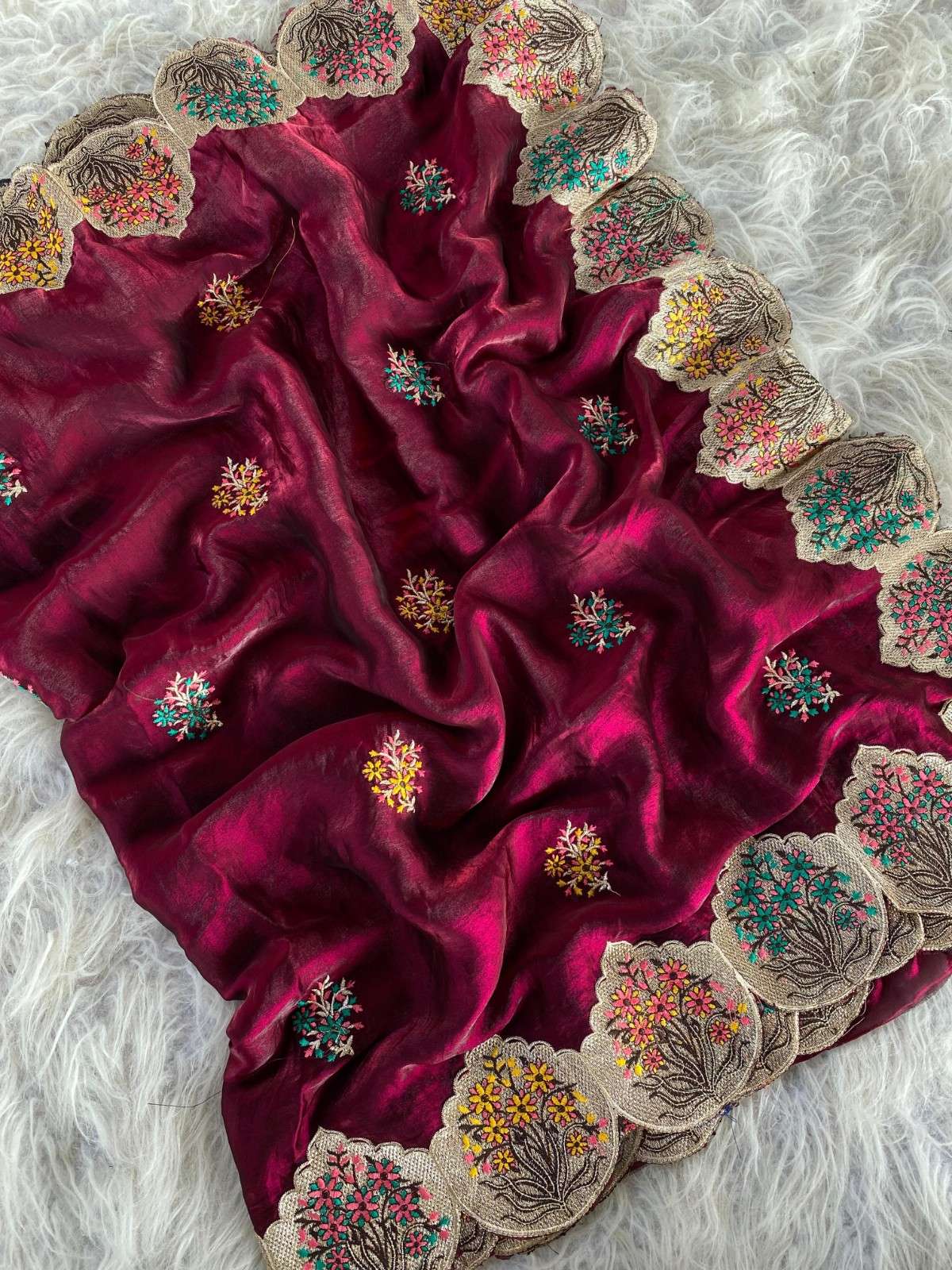 Luxurious Space Silk Saree With Premium Embroidery