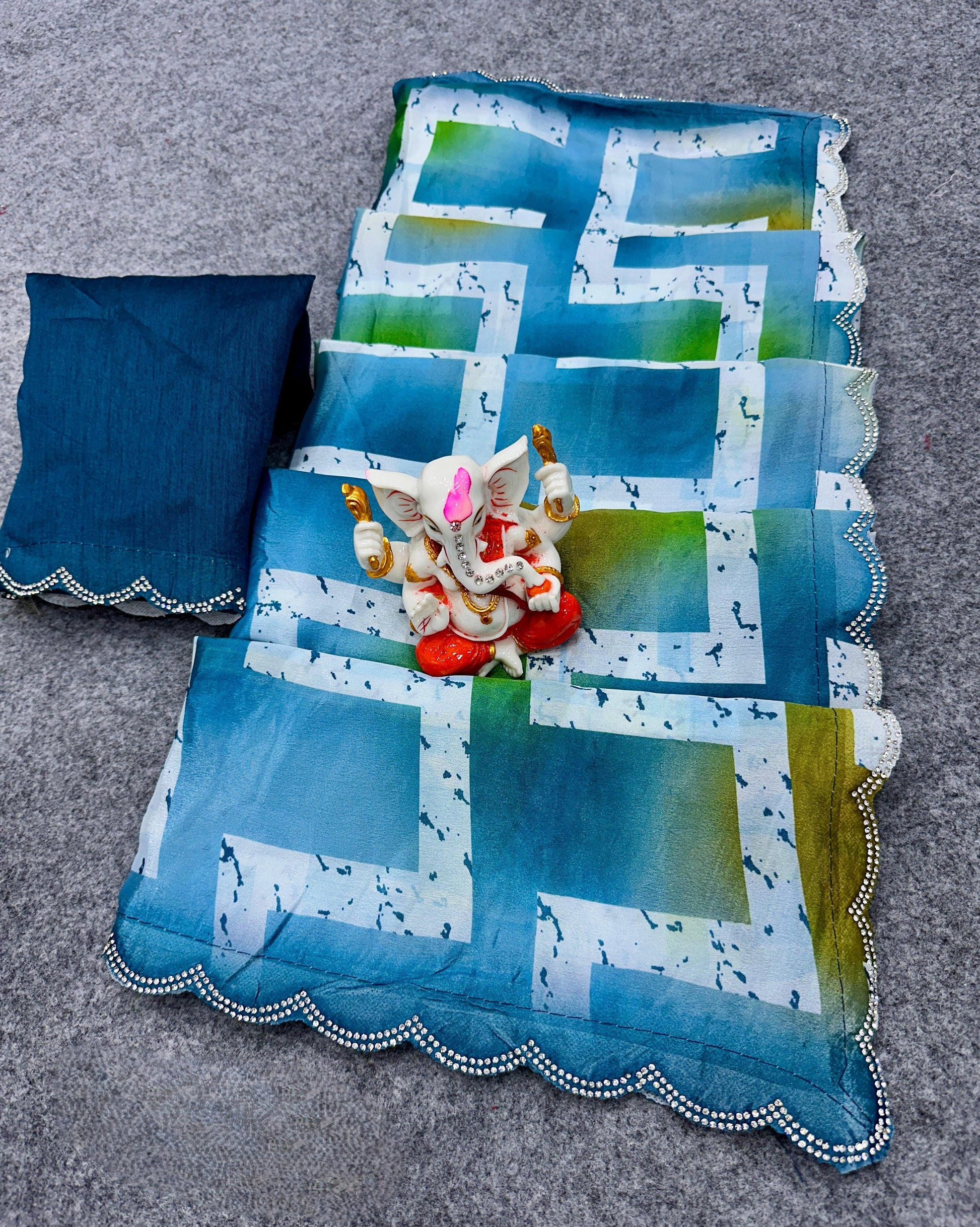 Fancy Crape Silk Sarees with Digital Print & Jarkan Border