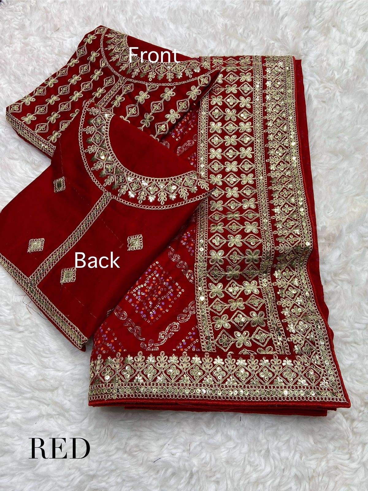 Vichitra Khadi Bandhej Saree With Heavy Coding Embroidery on Pallu