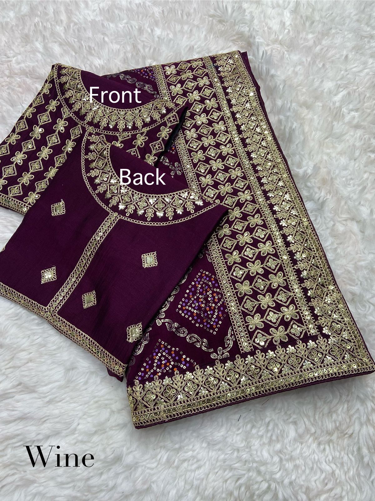 Vichitra Khadi Bandhej Saree With Heavy Coding Embroidery on Pallu