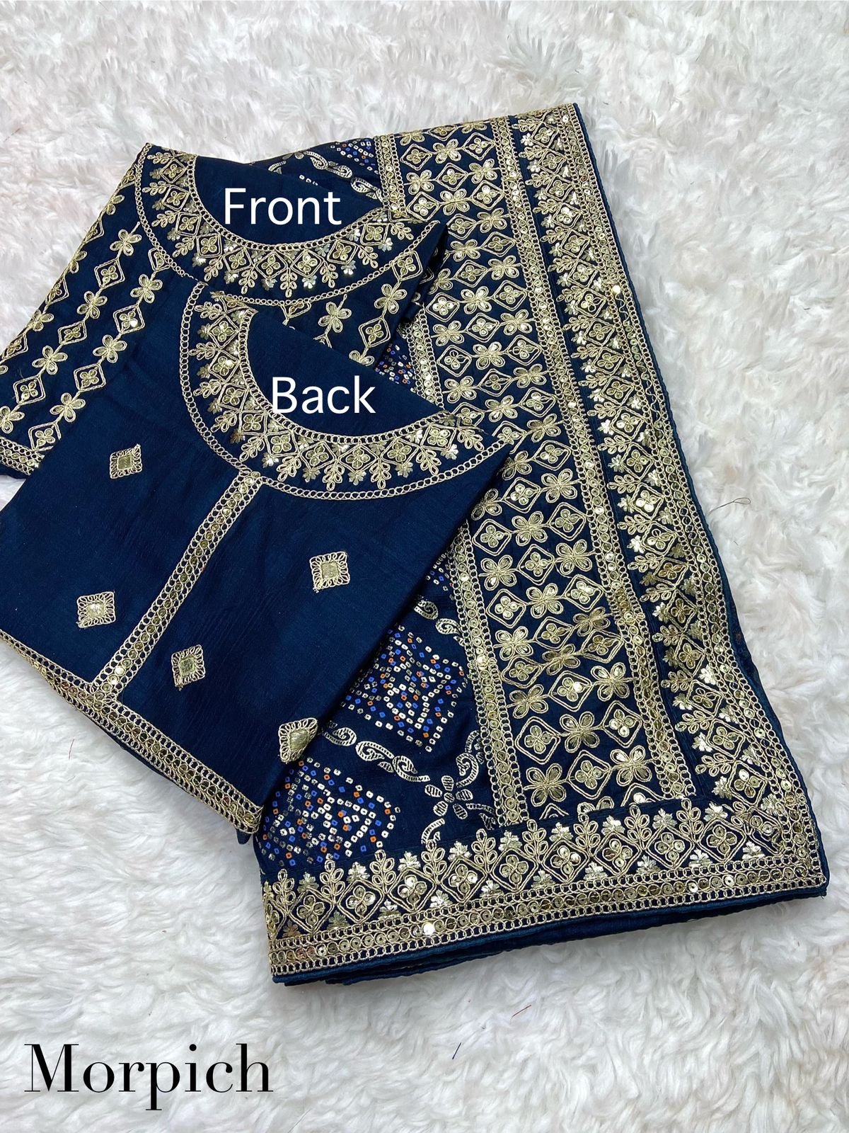 Vichitra Khadi Bandhej Saree With Heavy Coding Embroidery on Pallu