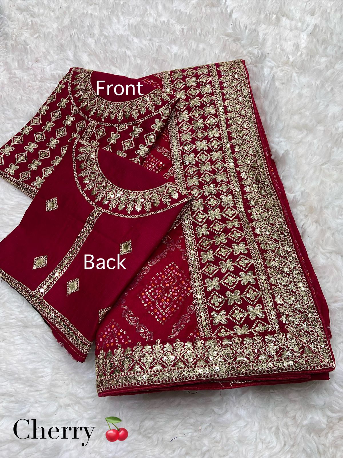 Vichitra Khadi Bandhej Saree With Heavy Coding Embroidery on Pallu