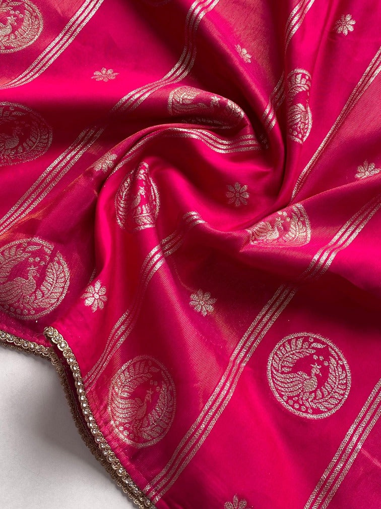 Premium Dola Silk Saree With Zari-Dola Stripes