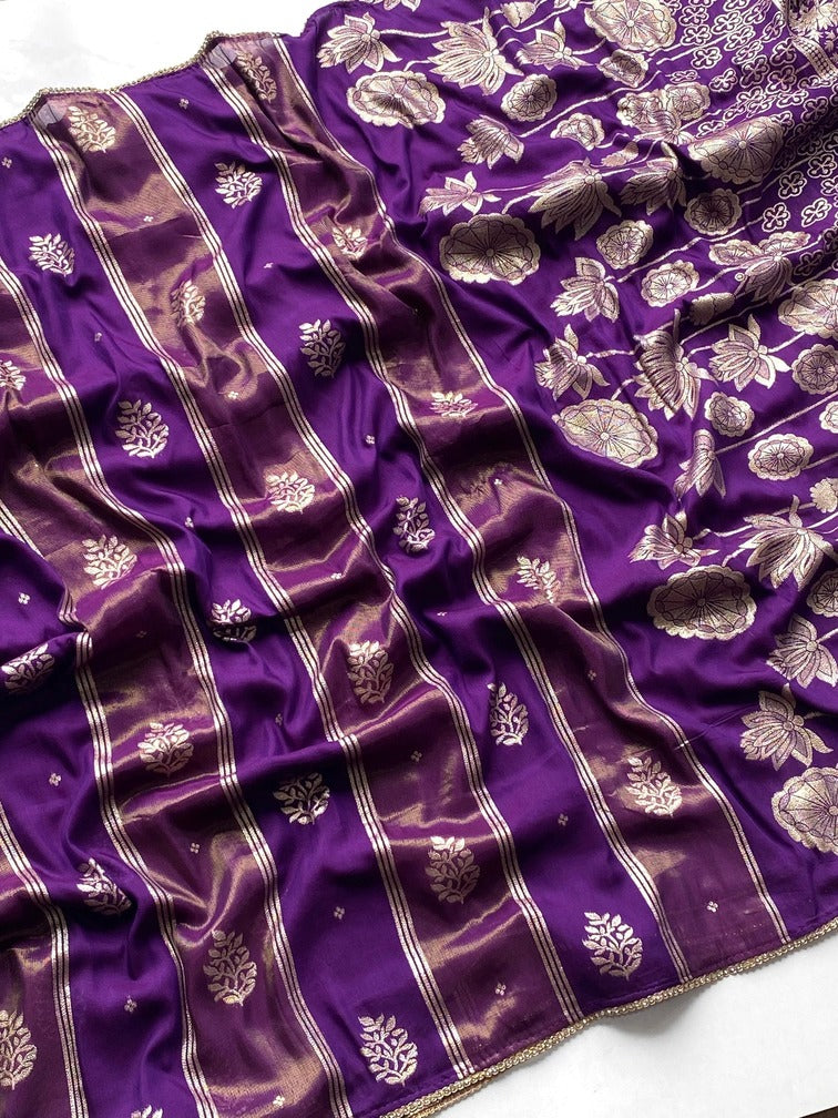 Premium Dola Silk Saree With Zari-Dola Stripes