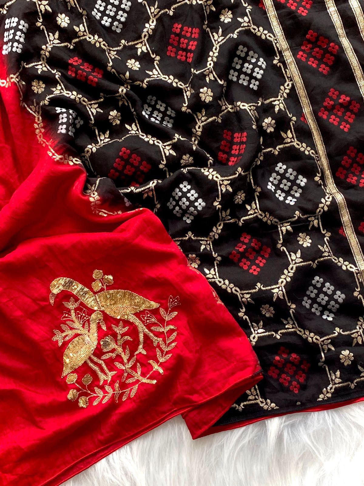 Premium Georgette dual-tone concept Saree With Zari Weaved Pallu