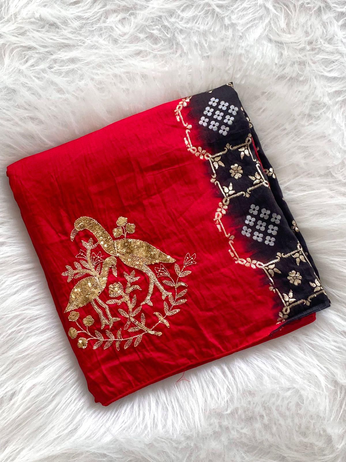 Premium Georgette dual-tone concept Saree With Zari Weaved Pallu