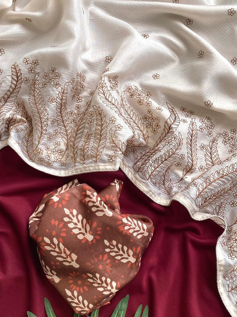 Pure Kota Silk Saree with beautiful embroidory on all over saree