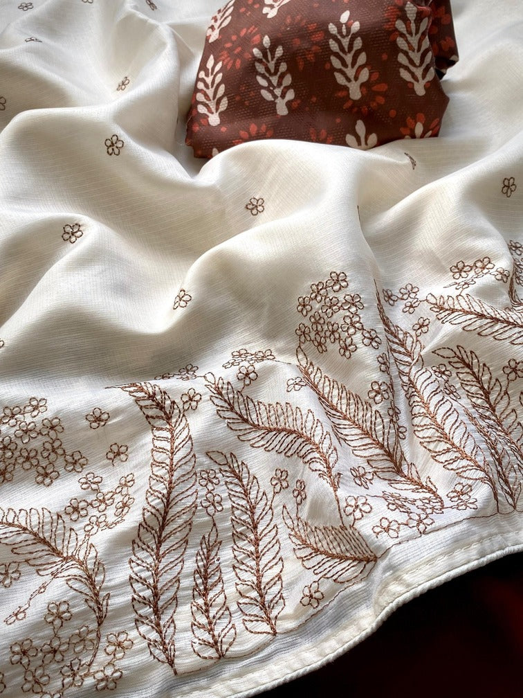 Pure Kota Silk Saree with beautiful embroidory on all over saree