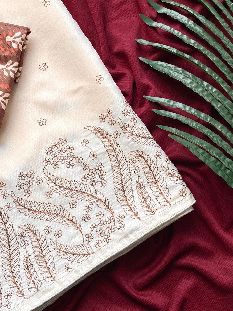 Pure Kota Silk Saree with beautiful embroidory on all over saree