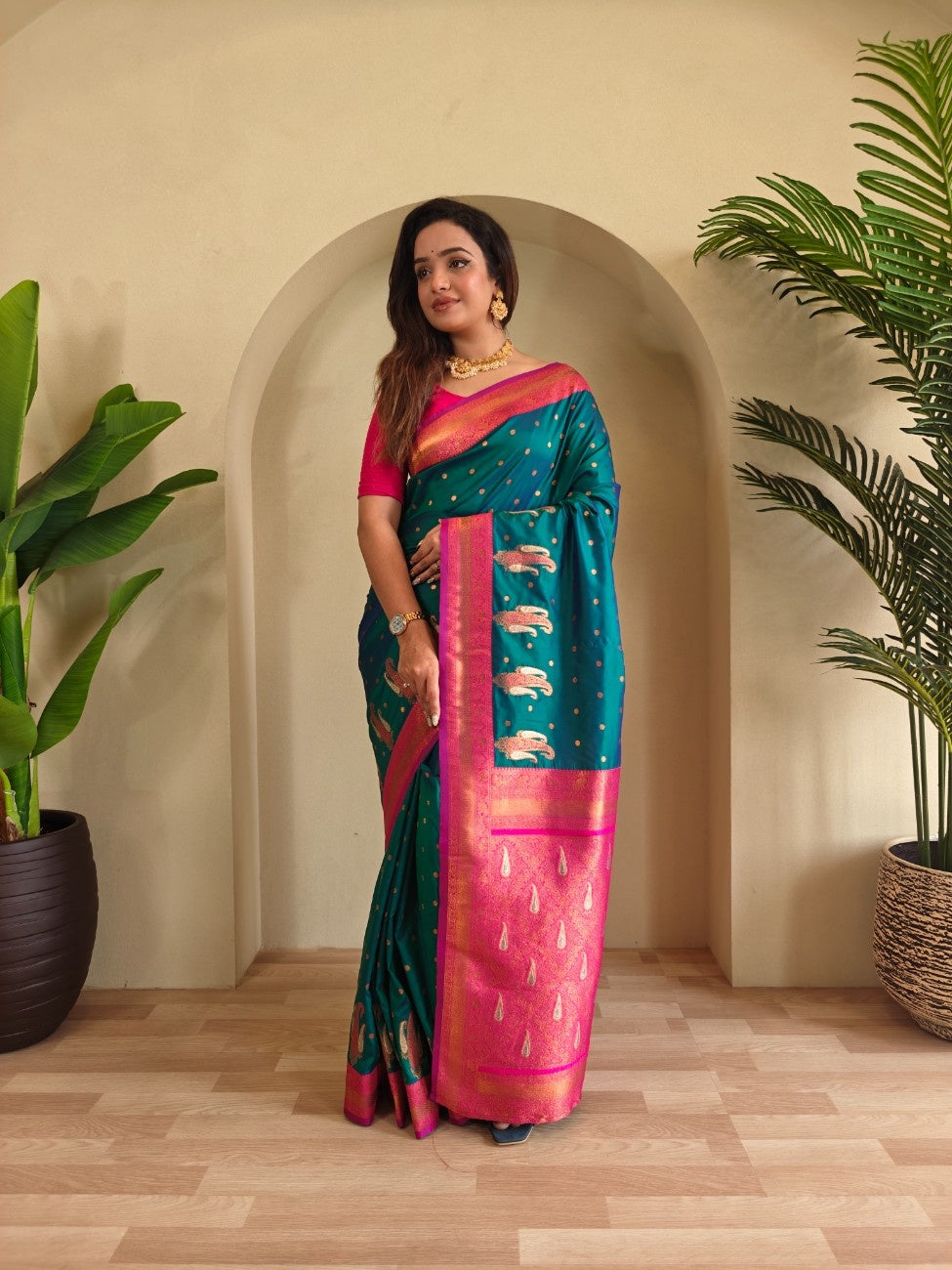 Pure Paithani Silk Saree with Kanchipuram Touch