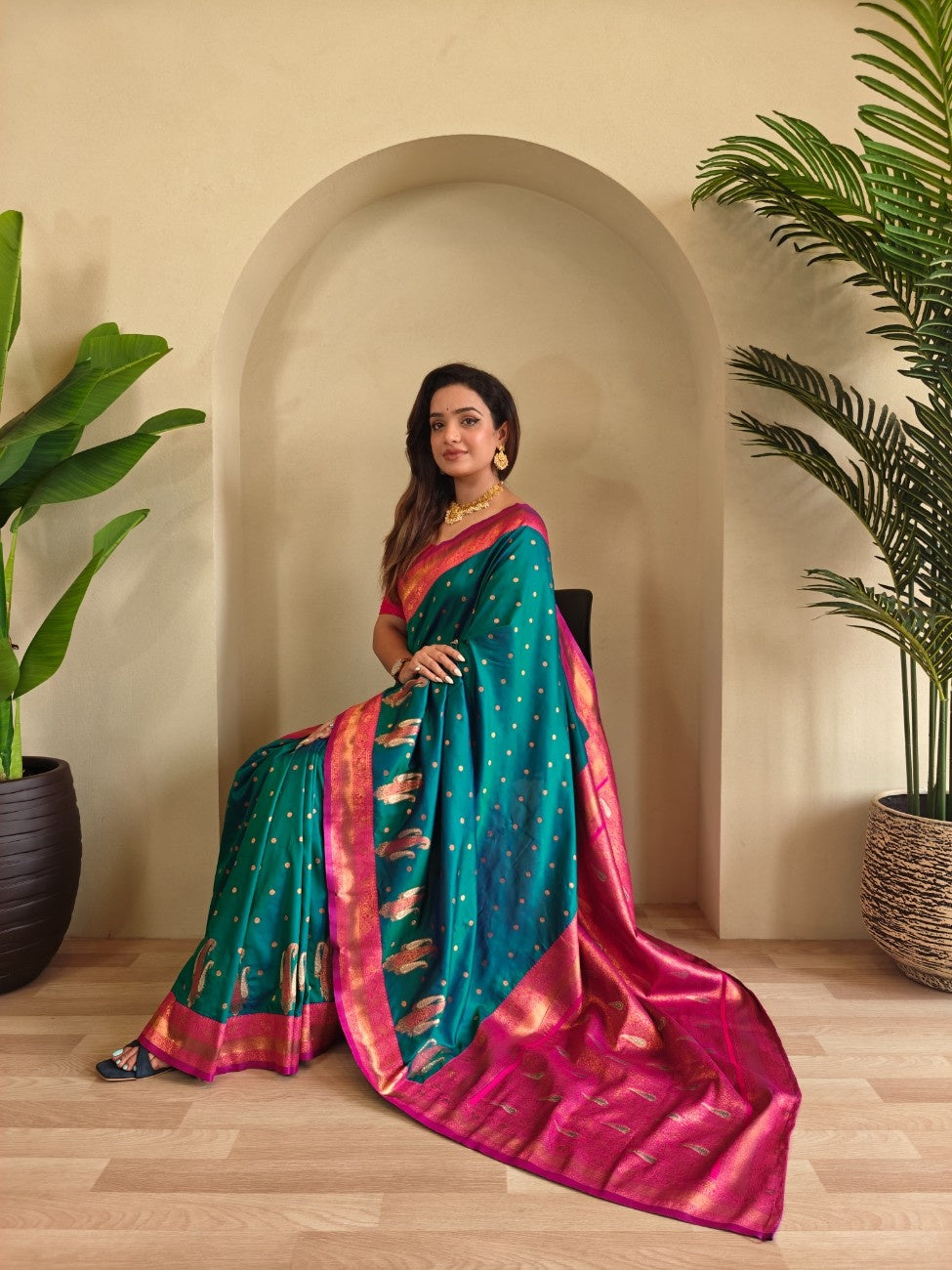 Pure Paithani Silk Saree with Kanchipuram Touch