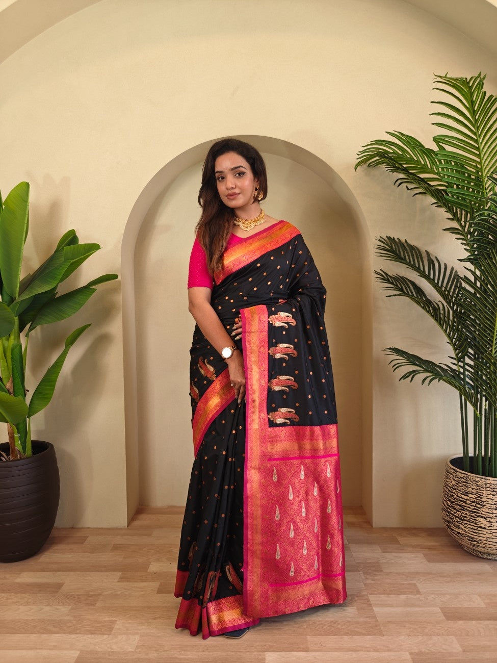 Pure Paithani Silk Saree with Kanchipuram Touch